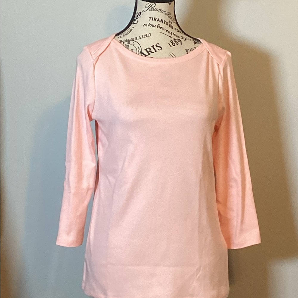 🌟NWT🌟 STYLE & CO 100% COTTON PETITE PINK 3/4 SLIT SLEEVES SUPER SOFT SZ PM